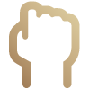 A fist shape in gold outline